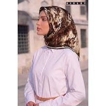 Sisley İpek Saten Eşarp-asm2039-18 Kahverengi