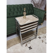 Zigon Sehpa Tepsi Zigon Model Nikelaj Kaplama Metal Ayaklı Kahve