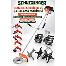 Schutzenger Hp-49 Yan Tipi Benzinli Ot Çim Biçme Tek Gönde 2 Çapalama- Eşeleme Başlıklı 5 Aparatlı Bahçe Seti