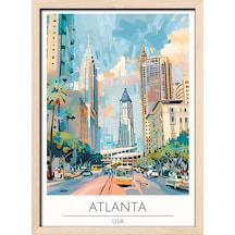 Atlanta Usa Ahşap Çerçeveli Dekoratif Duvar Tablosu