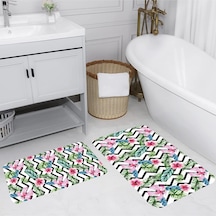 Rovigo Home Baskılı Kaymaz Taban 2 Li Banyo Paspas Takım Rvg5113-100X60-60X50 Çok Renkli