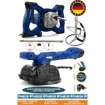 Böhrer Alman HB0388T Akülü Vantuz Fayans Makinesi Ve Elektrikli 3200W Mavi Boya Harç Karıştırıcı 2'li Kombo Set