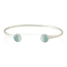 Kadir Jewellery 925 Ayar Gümüş Kaplama El İşçiliği Zirkon Taşlı Kadın Charm Bileklik Açık Mavi