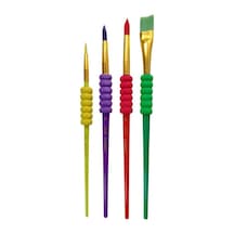 Sentetik Fırça Seti, 4'lü, Sünger Tutmalı, Akrilik Ve Yağlı Boya İçin, 2.5mm