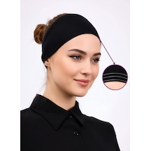 Alivascarf Kaymayan Silikonlu Bandana Bone Siyah - Kadın Tesettür Dikişsiz Kaymaz Geçme - Sportif Saç Bandı
