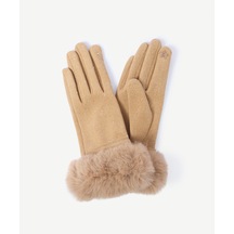 Yargıcı Kürk Detaylı Kumaş Eldiven 26kked2024x 008 Camel