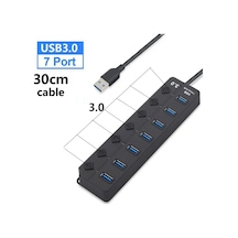 Onevan Usb 3.0 Hub 7 Bağlantı Noktalı, 5gbps Hızlı Çoklu Genişletme, Güç Adaptörlü, Uzun Kablo Açık Sarı