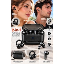 4 Kulaklıklı 2 Si 1 Arada Kablosuz Bluetooth Kulaklık Klipsli Kulak İçi Siyah - Lisinya