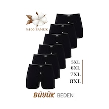 Arma Yıldız 6'lı Paket Erkek Siyah Geniş Kalıp Büyük Beden Boxer Battal Boy İç Giyim %100 Pamuklu Siyah
