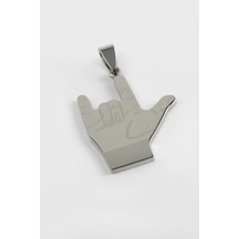Rocky İşareti Çelik Kolye Ucu 3,5 Cm Gümüş