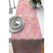 Pembe Etnik Fas Kupa Desen Premium Masa Örtüsü Runner Rnr367n11