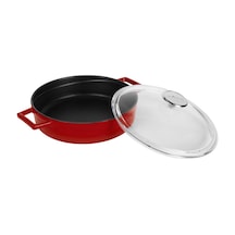 Lava Döküm Çok Amaçlı Yayvan Tencere. Glaze Serisi Çap 24 CM Kırmızı 001 Lava Döküm Çok Amaçlı Yayvan Tencere. Glaze Serisi Çap 24 CM Kırmızı 001