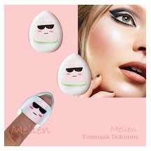 Melien Cool Desenli Mini Puf Parmak Yüz Makyaj Süngeri Beyaz 2'li