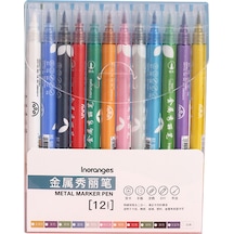 Qingmipy 12 Renkli İki Uçlu Metal Kalem Seti - Çizim, Kontur Çizme Ve Grafik Çalışmaları İçin 1-2mm Uçlar Çok Renkli
