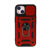 Newface - 656 - iPhone Uyumlu 15 Kılıf Pars Lens Yüzüklü Silikon - Zero-hls - - Kırmızı