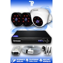 Picam 3 Kameralı Uzay 1 İç Kamera Set HDD'siz Full HD Gece Görüşlü Güvenlik Kamerası Sistemi