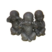 Tr 1a-becker 3'lü Set Buda Dekoratif Figür 15 Cm Dekoratif Figür Bahçe Feng Shui Heykel Gri Polystone Genel