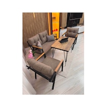 Houseart Balkon ,bahçe , Teras , Cafe ,salon , Metal Kanepe , Metal Kanepe Koltuk ,oturma Takımı 2-1-1 Masalı Takım Cappuccino