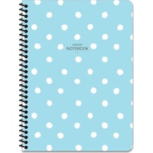 Çizgili 16x22 Cm 80 Yaprak Plastik Kapak Telli Defter 60 Gram Beyaz Sayfa Puantiye Mavi