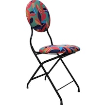 Katlanabilir Renkli Yaprak Desenli Metal Sandalye Siyah