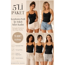Loule Kadın 5'li İp Askılı Pedli Atlet Siyah %95 Pamuk