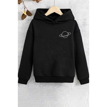 Uyguntarz Çocuk Saturn Temalı Baskılı Sweatshirt Siyah