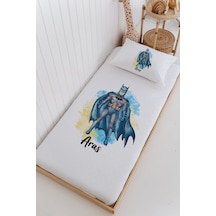 İsme Özel %100 Pamuk Bebek Ve Çocuk Tek Kişilik 165 X 225 Cm Pike Takımı-batman Beyaz