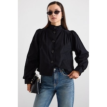 Olcay Büzgü Detaylı Spor Crop Ceket Siyah 8292