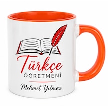 Porselen Turuncu Nescafe Fincanı Türkçe Öğretmenine