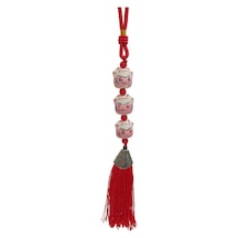 Üçlü Pembe Maneki Neko Şans Kedisi Araba Süsü No.5p