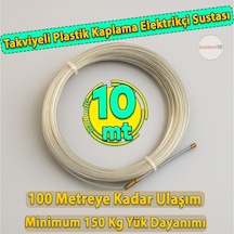 10 Metre Elektrikçi Sustası Plastik Kaplamalı Spiral Kablo Çekme Teli Boru İçi Kılavuz Tel Tesisat