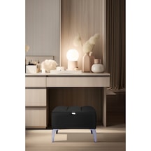 Vetra Mini Royal Siyah Kumaş Sandıklı Dekoratif Puf&bench-dilimli Model-gümüş Ayak-modern Puf