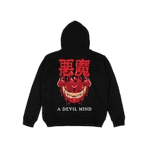 Adrift A Devil Mind Siyah Oversize Unisex Kapüşonlu Sweatshirt Hoodie Siyah