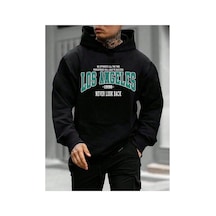 Tarzsokak Unisex Kadın/erkek Siyah Los Angeles 1996 Baskılı Oversize Kapüşonlu Sweatshirt