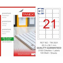 Tanex Beyaz Etiket 63.5 X 38.1 MM Tw-2021