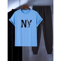Uyguntarz Unisex New York Baskılı Eşofman Takımı Bebe Mavi
