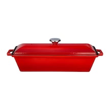 Döküm Ekmek Kabı/terrine, 11x29 Cm, Kırmızı Çok Renkli