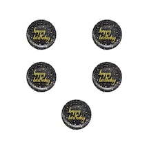 Roll-up Doğum Günü Işıltılı Siyah Happy Bithday Yazılı Karton Tabak - 22 Cm. - 8 Adetlik 5 Paket Pembe