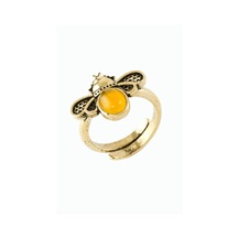 Uğur - 924 - Böceği Doğaltaşlı Otantik Yüzük - Nazblsmm - Sarı Akik Bronz