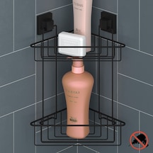 Teknotel Easyfıx Yapışkanlı Iki Katlı Banyo Rafı Mat Siyah Ef257 Çok Renkli