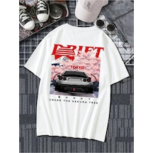 Flood Of Style Unisex Beyaz Drift Tokyo Baskılı Oversize T-shirt
