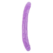 Red Fox Hi-rubber Şeffaf Jel Çift Taraflı Dildo - 32.5cm Mor