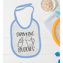 Bk Kids Drinking Buddies Tasarımlı Mavi Bebek Mama Önlüğü