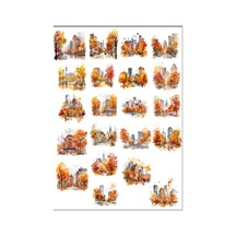 Sonbahar Temalı Şehir Sticker Set