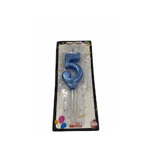 5 Yaş Açık Mavi Rakam Mum