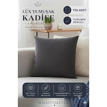Lüks Yumuşak Dokulu Kadife Salon Kırlent Kılıfı Antrasit, 45 Cm X 45 Cm Çok Renkli