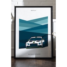 Bentley Siyah Ahşap Çerçeveli Poster, Spor Araba Duvar Tablosu
