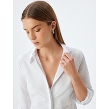 Koton Slim Fit Klasik Gömlek Uzun Kollu Pamuklu Kırık Beyaz 5wak60149uw Ekru