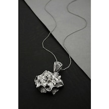 Çiçek Motifli Gümüş Tasarım Füzyon Kolye - N156801 (485189211)