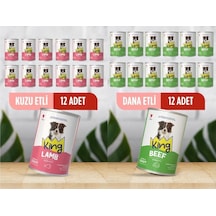 King Sos İçerisinde Et Parçacıklı Kuzu Etli Ve Dana Etli Köpek Konservesi 400 Gr 24 Adet